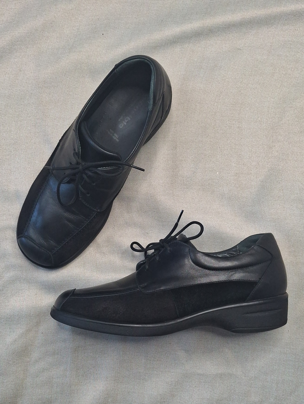 Women's Black Lace-Up Comfort Flats
